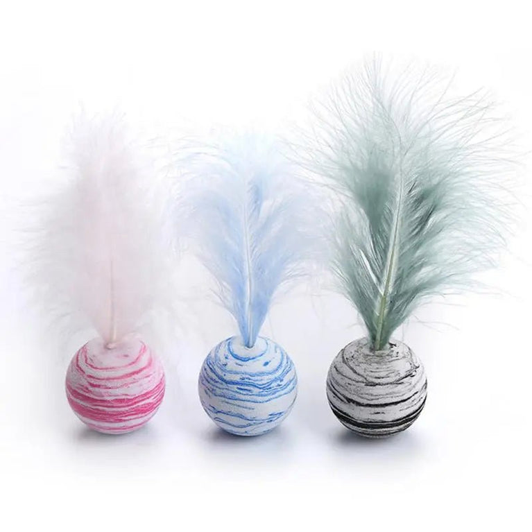 Funny Cat Toy - Feather Ball - My Pet Is Very Cute