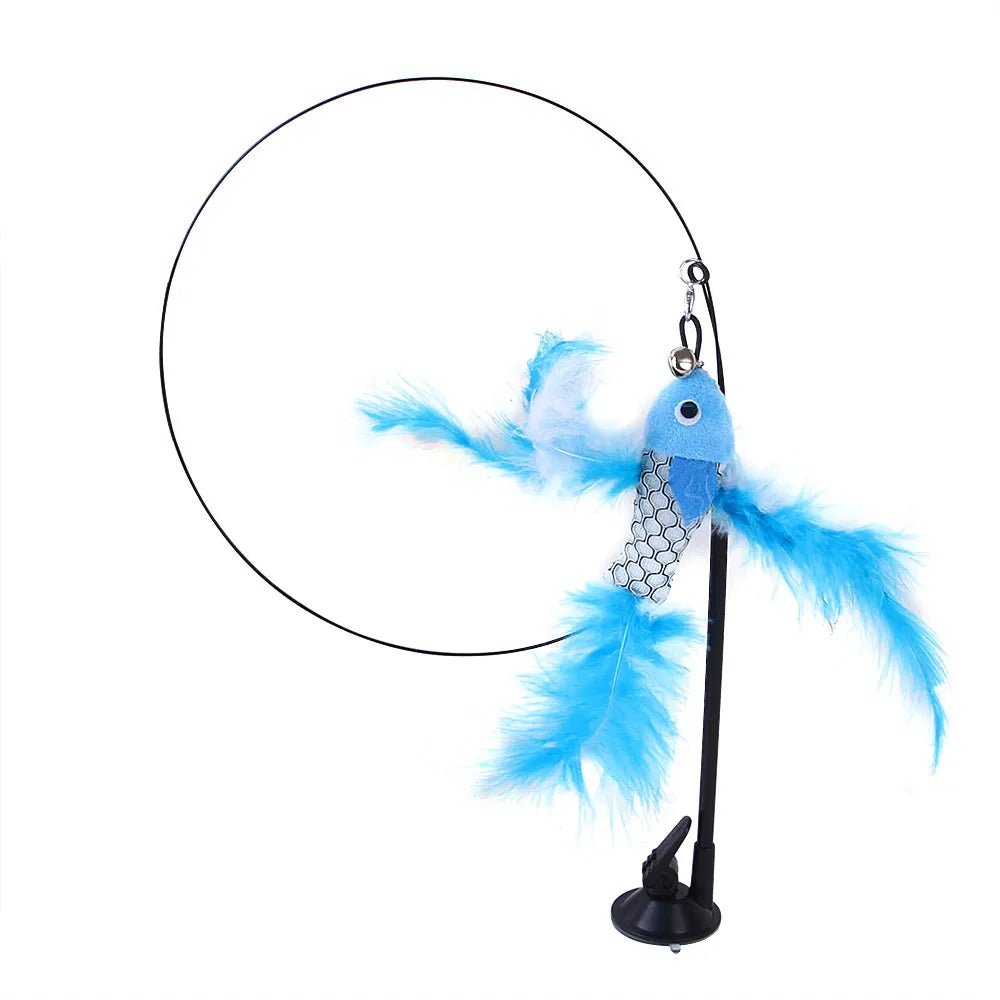 Interactive Wand Fluffy Feather with Bell Sucker Cat Stick - My Pet Is Very Cute