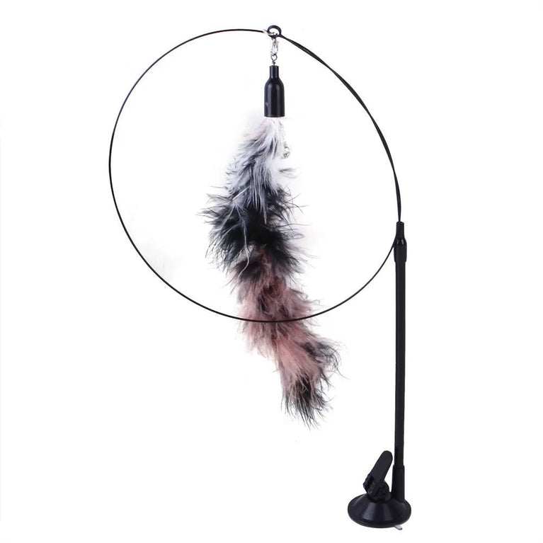 Interactive Wand Fluffy Feather with Bell Sucker Cat Stick - My Pet Is Very Cute