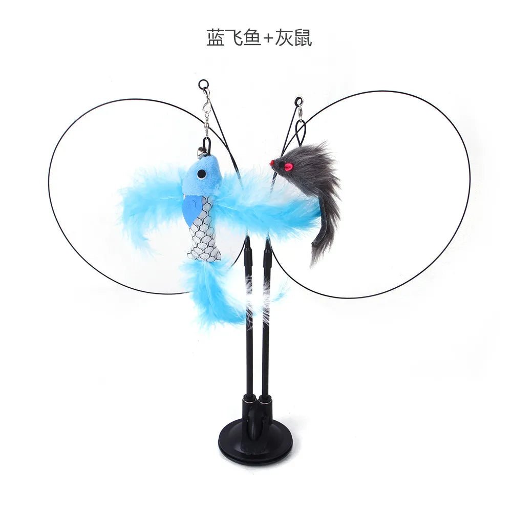 Interactive Wand Fluffy Feather with Bell Sucker Cat Stick - My Pet Is Very Cute